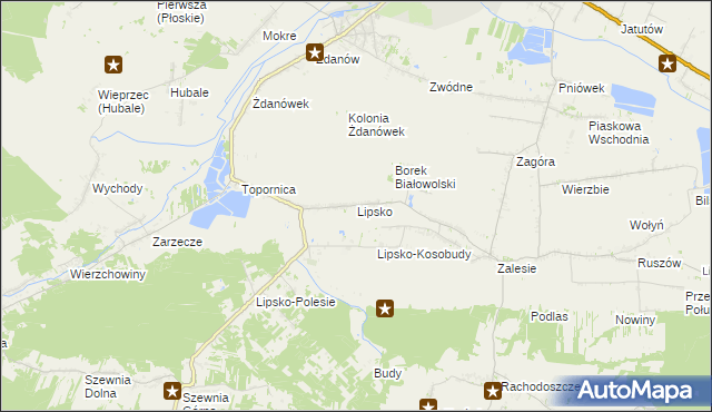 mapa Lipsko gmina Zamość, Lipsko gmina Zamość na mapie Targeo