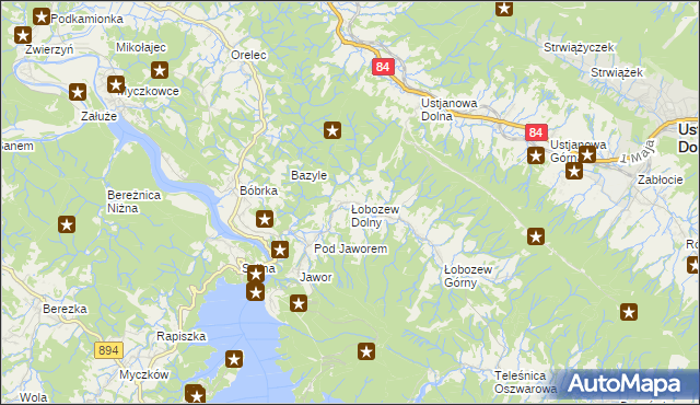 mapa Łobozew Dolny, Łobozew Dolny na mapie Targeo