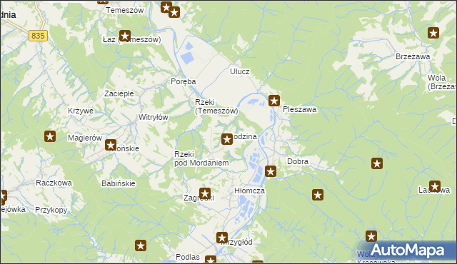 mapa Łodzina, Łodzina na mapie Targeo