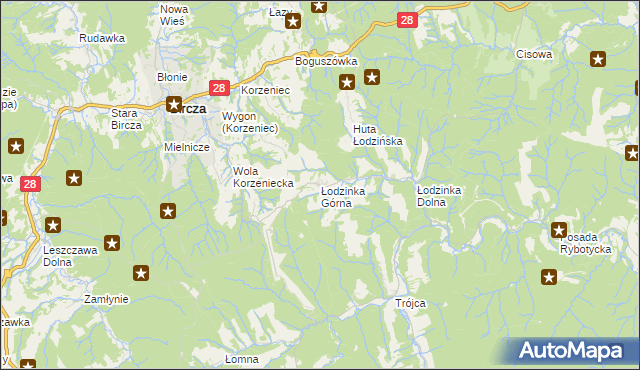 mapa Łodzinka Górna, Łodzinka Górna na mapie Targeo