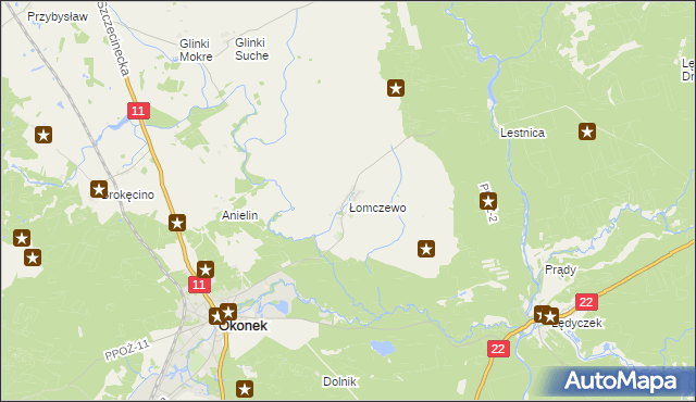 mapa Łomczewo, Łomczewo na mapie Targeo