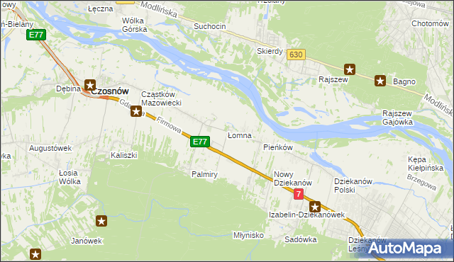 mapa Łomna gmina Czosnów, Łomna gmina Czosnów na mapie Targeo