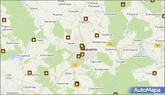 mapa Łopuszno, Łopuszno na mapie Targeo