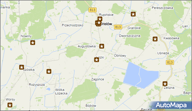 mapa Łózki, Łózki na mapie Targeo