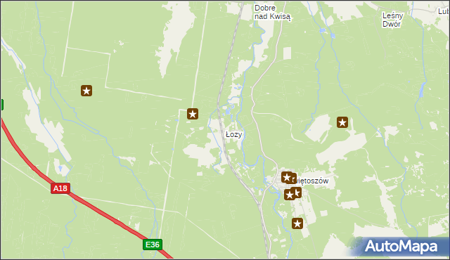 mapa Łozy gmina Żagań, Łozy gmina Żagań na mapie Targeo