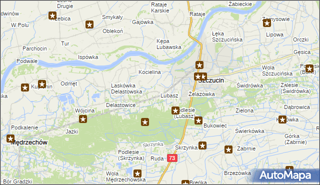 mapa Lubasz gmina Szczucin, Lubasz gmina Szczucin na mapie Targeo