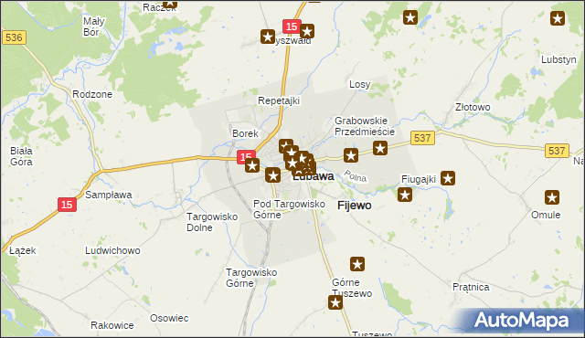 mapa Lubawa, Lubawa na mapie Targeo