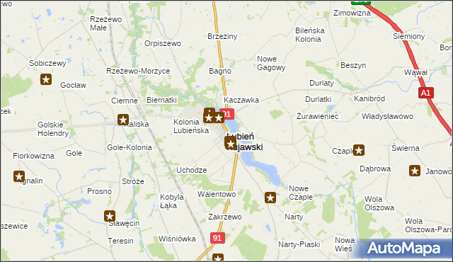 mapa Lubień Kujawski, Lubień Kujawski na mapie Targeo