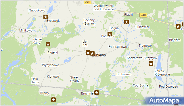 mapa Lubiewo powiat tucholski, Lubiewo powiat tucholski na mapie Targeo