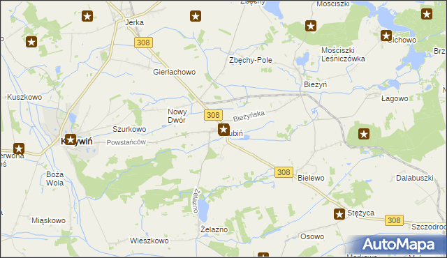 mapa Lubiń gmina Krzywiń, Lubiń gmina Krzywiń na mapie Targeo