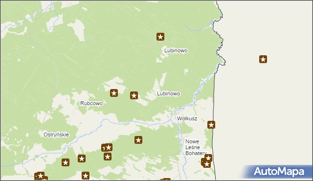 mapa Lubinowo gmina Lipsk, Lubinowo gmina Lipsk na mapie Targeo