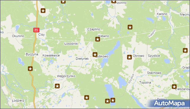 mapa Lubkowo gmina Miastko, Lubkowo gmina Miastko na mapie Targeo