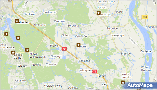 mapa Łubna gmina Góra Kalwaria, Łubna gmina Góra Kalwaria na mapie Targeo