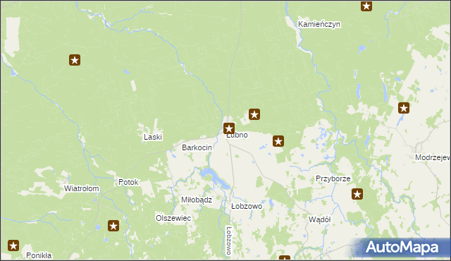 mapa Łubno gmina Kołczygłowy, Łubno gmina Kołczygłowy na mapie Targeo