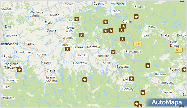 mapa Lubomierz gmina Mszana Dolna, Lubomierz gmina Mszana Dolna na mapie Targeo