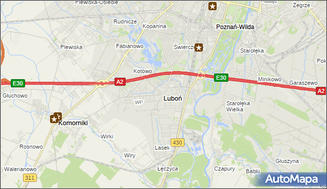 mapa Luboń powiat poznański, Luboń powiat poznański na mapie Targeo