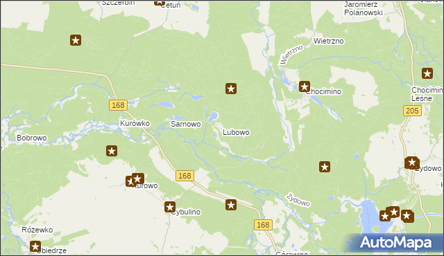 mapa Lubowo gmina Bobolice, Lubowo gmina Bobolice na mapie Targeo