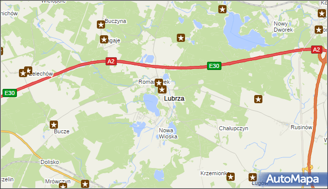 mapa Lubrza powiat świebodziński, Lubrza powiat świebodziński na mapie Targeo