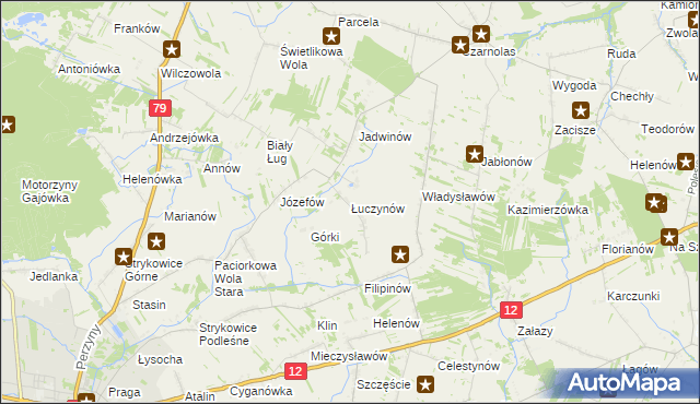 mapa Łuczynów gmina Policzna, Łuczynów gmina Policzna na mapie Targeo