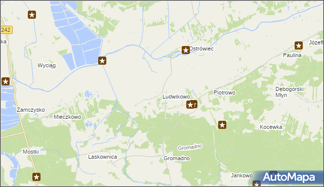 mapa Ludwikowo gmina Kcynia, Ludwikowo gmina Kcynia na mapie Targeo
