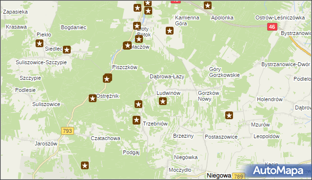 mapa Ludwinów gmina Niegowa, Ludwinów gmina Niegowa na mapie Targeo