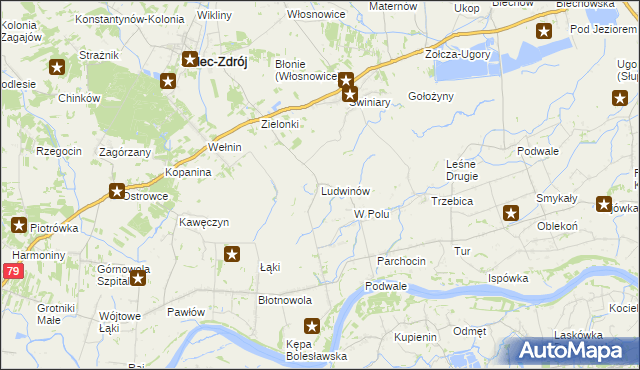 mapa Ludwinów gmina Solec-Zdrój, Ludwinów gmina Solec-Zdrój na mapie Targeo
