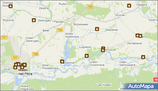 mapa Ługowice, Ługowice na mapie Targeo