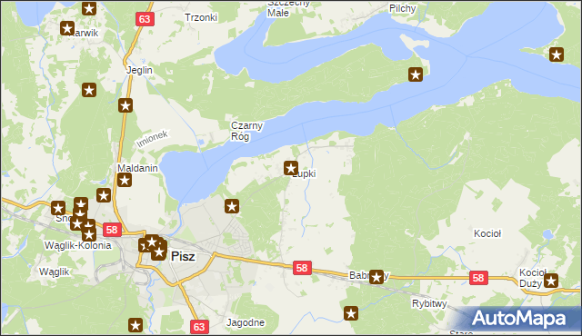 mapa Łupki gmina Pisz, Łupki gmina Pisz na mapie Targeo