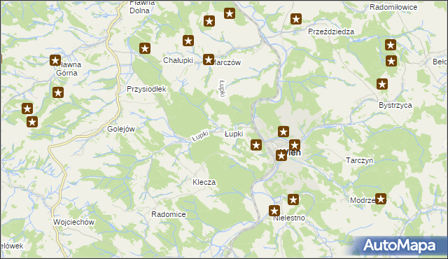 mapa Łupki gmina Wleń, Łupki gmina Wleń na mapie Targeo