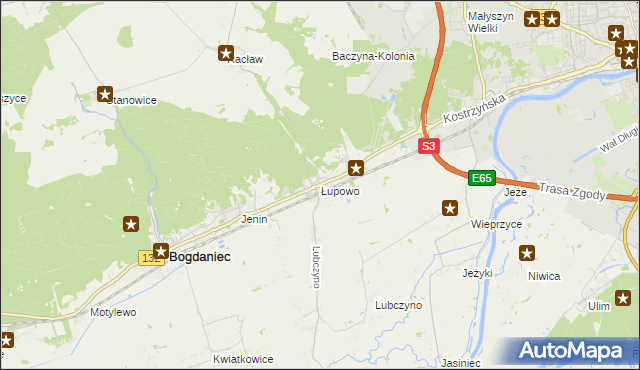 mapa Łupowo gmina Bogdaniec, Łupowo gmina Bogdaniec na mapie Targeo