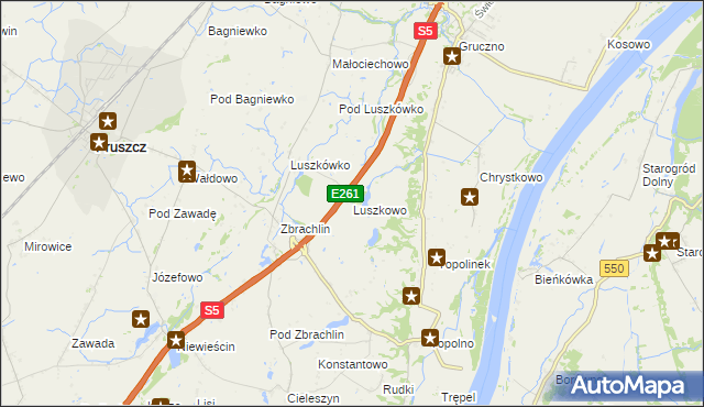 mapa Luszkowo, Luszkowo na mapie Targeo