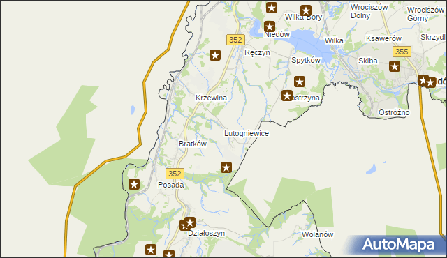 mapa Lutogniewice, Lutogniewice na mapie Targeo