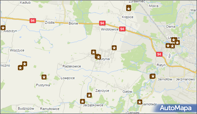 mapa Lutynia gmina Miękinia, Lutynia gmina Miękinia na mapie Targeo