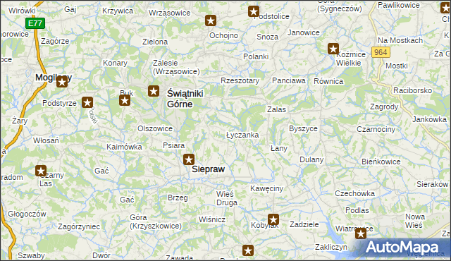 mapa Łyczanka gmina Siepraw, Łyczanka gmina Siepraw na mapie Targeo