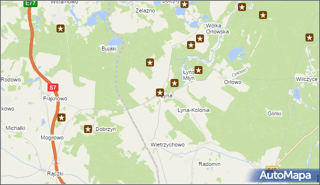 mapa Łyna, Łyna na mapie Targeo