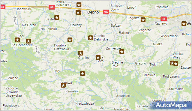 mapa Łysa Góra gmina Dębno, Łysa Góra gmina Dębno na mapie Targeo