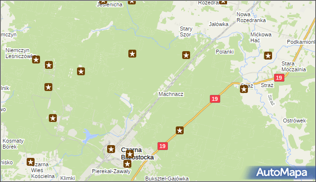 mapa Machnacz gmina Czarna Białostocka, Machnacz gmina Czarna Białostocka na mapie Targeo