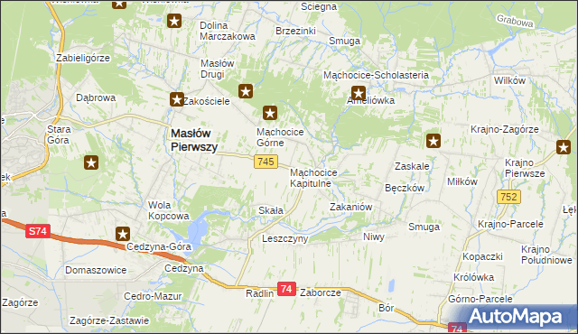 mapa Mąchocice Kapitulne, Mąchocice Kapitulne na mapie Targeo