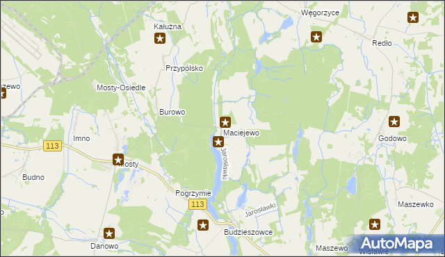 mapa Maciejewo gmina Maszewo, Maciejewo gmina Maszewo na mapie Targeo