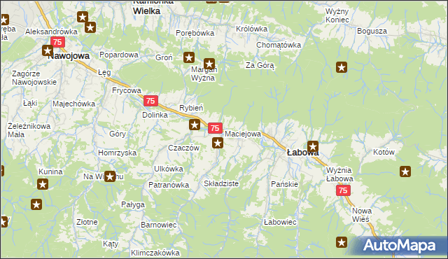 mapa Maciejowa, Maciejowa na mapie Targeo