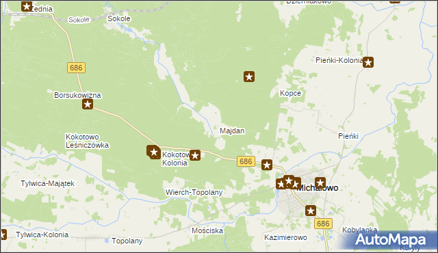 mapa Majdan gmina Michałowo, Majdan gmina Michałowo na mapie Targeo