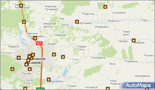 mapa Majdan Górny, Majdan Górny na mapie Targeo