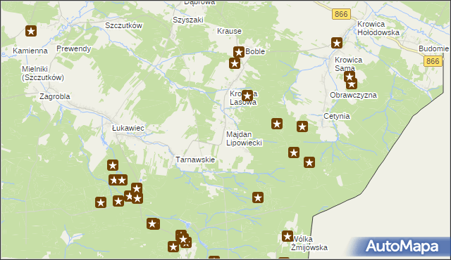 mapa Majdan Lipowiecki, Majdan Lipowiecki na mapie Targeo