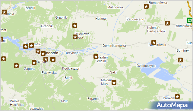 mapa Majdan Wielki gmina Krasnobród, Majdan Wielki gmina Krasnobród na mapie Targeo