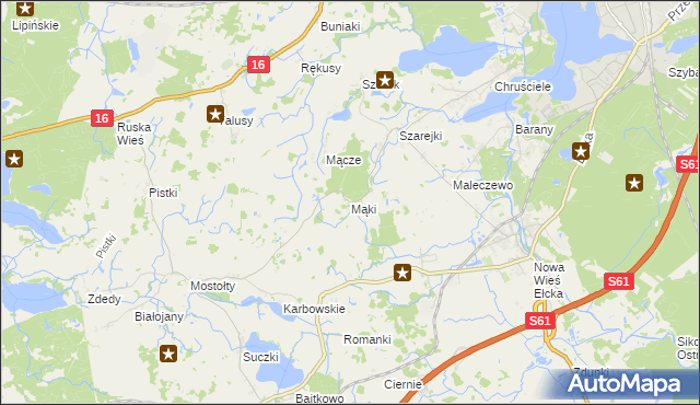 mapa Mąki, Mąki na mapie Targeo
