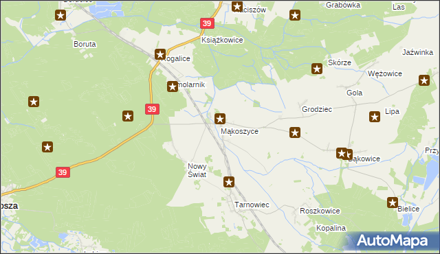 mapa Mąkoszyce gmina Lubsza, Mąkoszyce gmina Lubsza na mapie Targeo