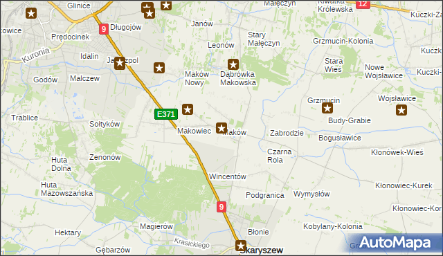 mapa Maków gmina Skaryszew, Maków gmina Skaryszew na mapie Targeo