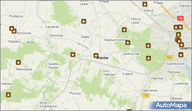 mapa Maków powiat skierniewicki, Maków powiat skierniewicki na mapie Targeo