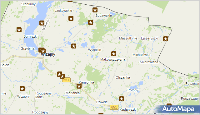 mapa Makowszczyzna gmina Wiżajny, Makowszczyzna gmina Wiżajny na mapie Targeo