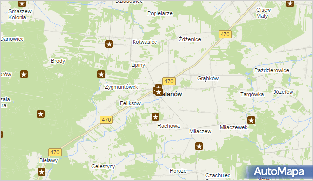 mapa Malanów powiat turecki, Malanów powiat turecki na mapie Targeo